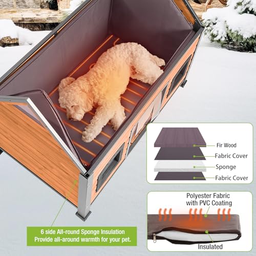 Heated Dog House for Large Dogs Outdoor Insulated Dog Kennel with Heater for Winter