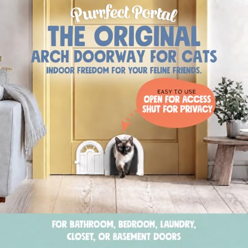 Meow Manor® Cat Door Interior Door (White)