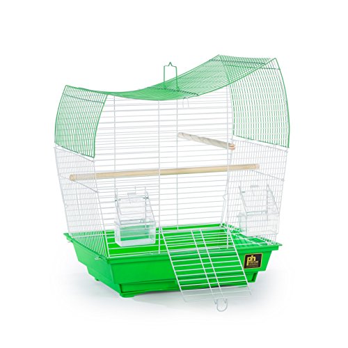 South Beach Wave Top Bird Cage Minimal Assembly (Lime Green / 10.4"L x 0.4"W x 17.6"H)