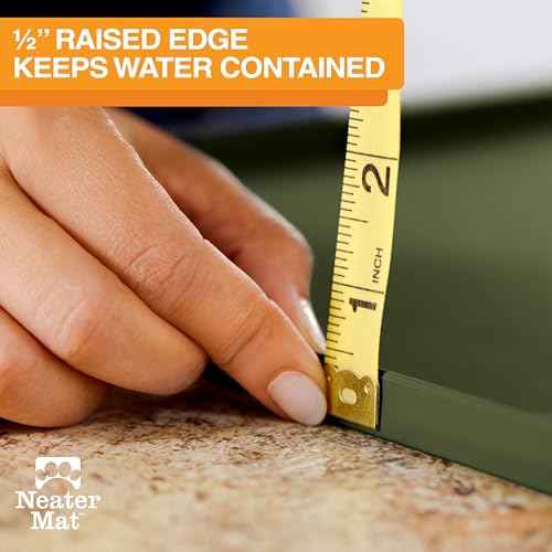 Neater Mat Pet Mats for Food and Water (24"L x 16"W / Olive Green)
