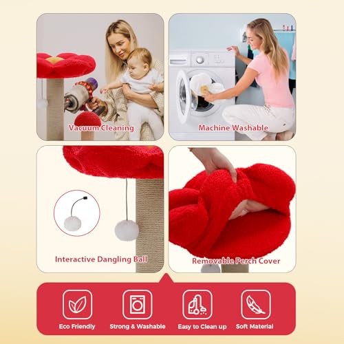 Mushroom Cat Scratcher with Flower Bed (Flower Brown / 19.6")