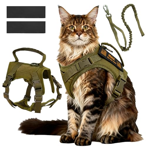 Tactical Cat Harness Olive Green Large Cats Custom Patch 12