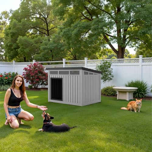 Dog House Indoor Outdoor (Deep Gray / 32.2”L x 25.12”W x 24.13”H)