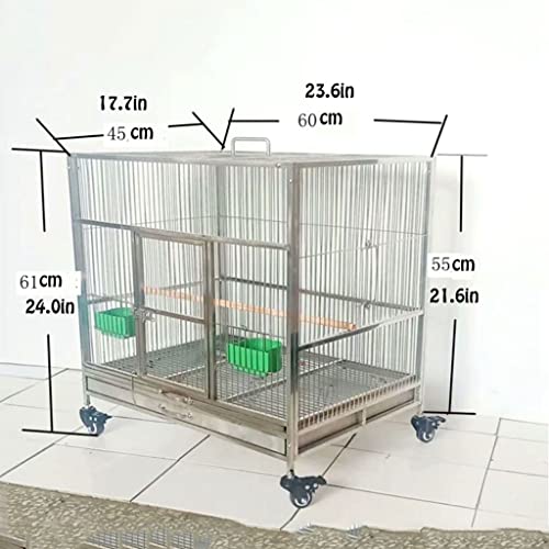 Stainless Steel Bird Cage Metal Rectangle Bird Cage Parrot Bird Cage Outdoor Large Bird Cage with Tray Pet Supplies