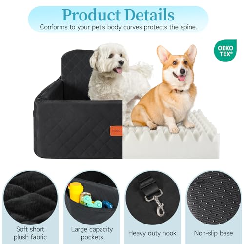 Dog Car Seat for Medium Large Dogs Under 55 lbs (Black)