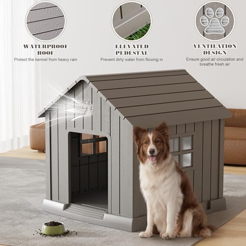 Dog House Outdoor Indoor (Grey / 37.2" L × 40" W × 40" H)