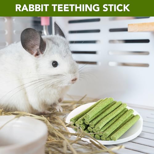 45 PCS Timothy Hay Sticks for Rabbits Natural Molar Teeth Stick Chew Toys for Bunnies Chinchillas Guinea Pigs Hamsters and Other Small Animals Treats (0.27 Ounce (Pack of 45))