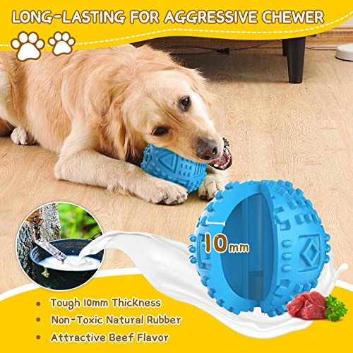 Dog Balls Treat Dispensing Dog Toys for Aggressive Chewers Large Breed (Large / Ball-Blue)