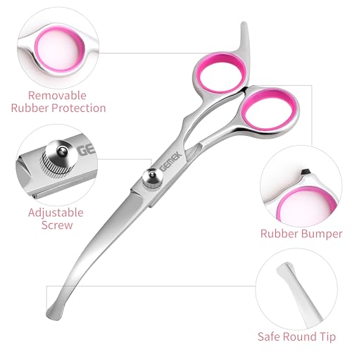 Dog Grooming Scissors with Safety Round Tips Stainless Steel (Rose)