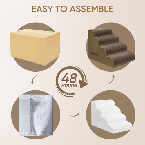 2 Step Pet Stairs for High Beds & Sofas (Brown / 2-step 11.8"H)
