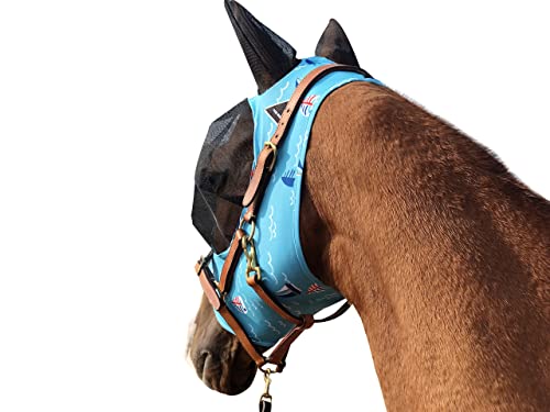 Horse Fly Mask Super Comfort Horse Fly Mask Elasticity Fly Mask with Ears We Only Make Products that Horses Like… (Sky Blue / M)