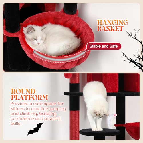 Gothic Cat Tree Tower for Multiple Adult Cats (82 inch / Blood-Goth)