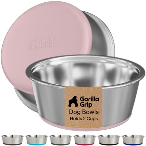 Dog Bowls Food Grade Stainless Steel (Light Pink / 2 Cup (Set of 2))