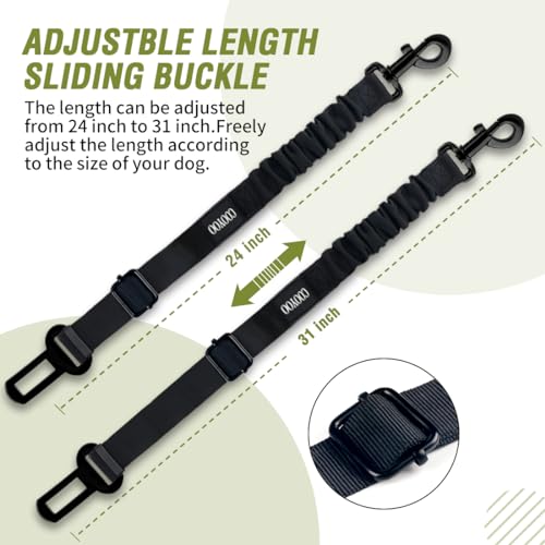 Dog Seat Belt (Set 11-Black+Light Green)