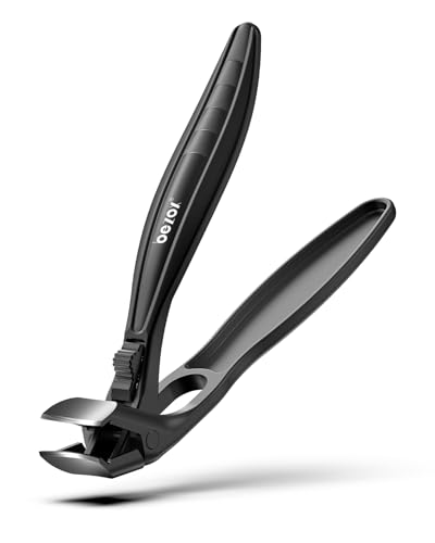 Toe Nail Clippers for Thick Nails for Seniors with Safety Lock (Black / Medium)