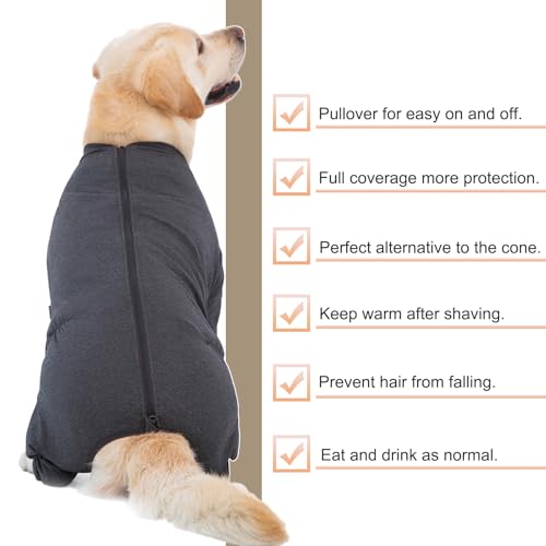 Dog Onesie Surgery Recovery Suit for Large Medium Bodysuit Dogs Pajamas PJS Full Body for Shedding (6X-Large (Pack of 1) / Dark Grey)