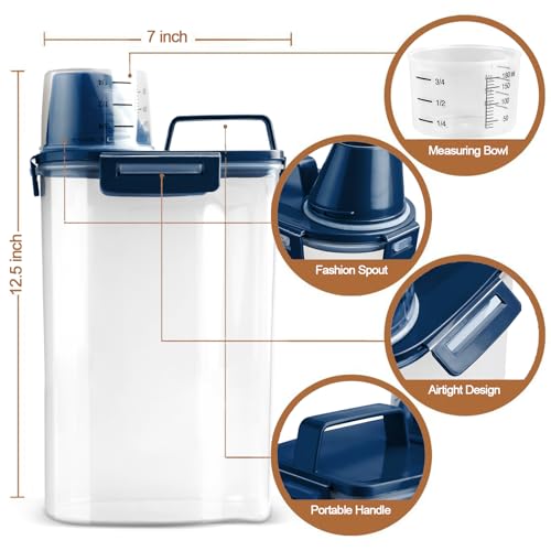 Upgraded Dog Food Storage Container Small (Blue 3 Qt)