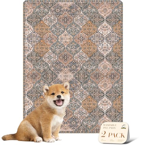 Washable Pee Pads for Dogs (18x24 Inch (Pack of 2) / Brown/Multi)