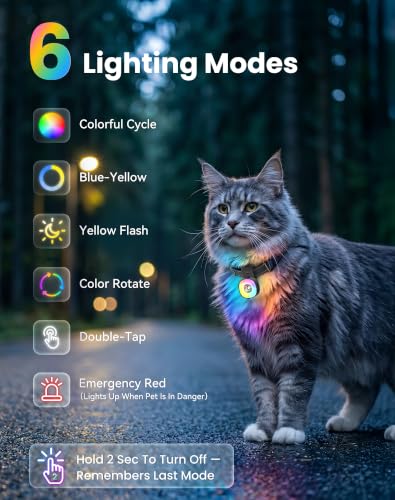 2-in-1 Dog Tracker GPS with LED Light, Pet GPS for Pets,Rechargeable (Black)