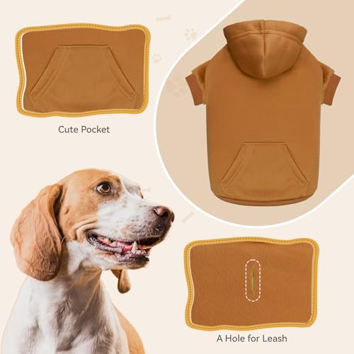 Dog Sweaters for Large Dogs Dog Hoodie Sweater Solid Soft Brushed Fleece Clothes Sweatshirt with Pocket (X-Large / Coffee)