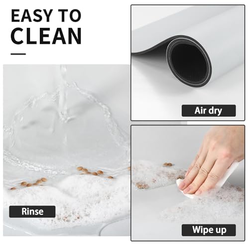 Dog Food Mat Absorbent Cat Mat for Food and Water (Light Grey / 36"L x 24"W)