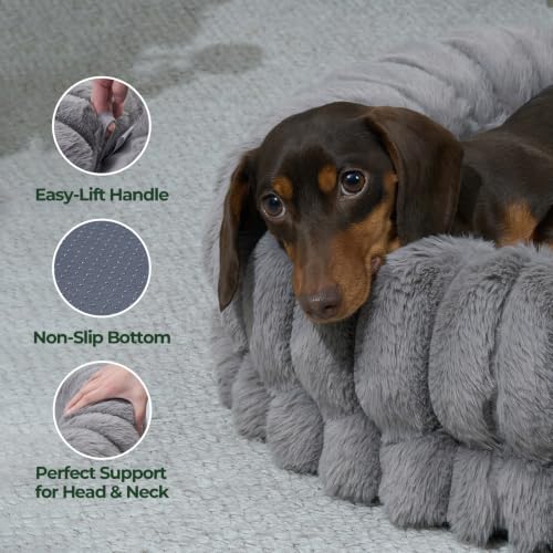Luxury Donut Dog Bed (24.0"L x 24.0"W x 6.5"Th / Gray)