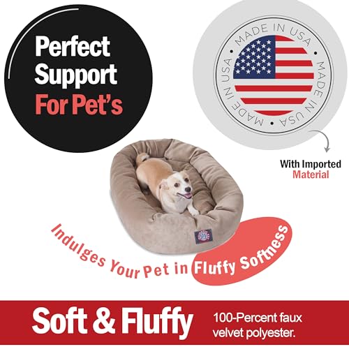 32 Inch Micro Velvet Calming Dog Bed Washable (Pearl)