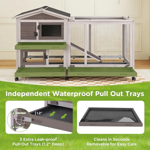 Large Indoor Rabbit Hutch Bunny Cage with Chew
