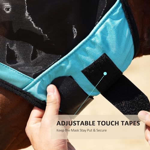 Horse Fly Mask with Ears (Teal / X-Large (Warmblood))