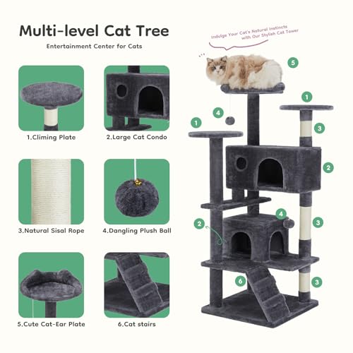 50 Inch Cat Tree Tower with Scratching Posts