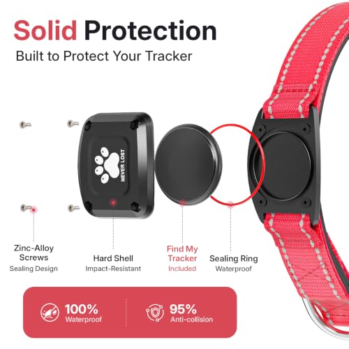 GPS Dog Collar with Tracker (Red / L(16.5''-23.5''))