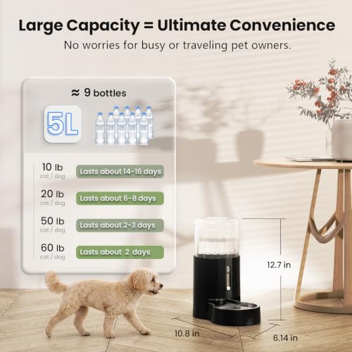 Automatic 5L Filter Dog and Cat Water Dispenser (Black+Filter / 5L)