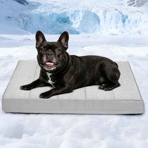 Cooling Dog Bed for Medium Dogs (Grey / 30"L x 20"W x 3"H)