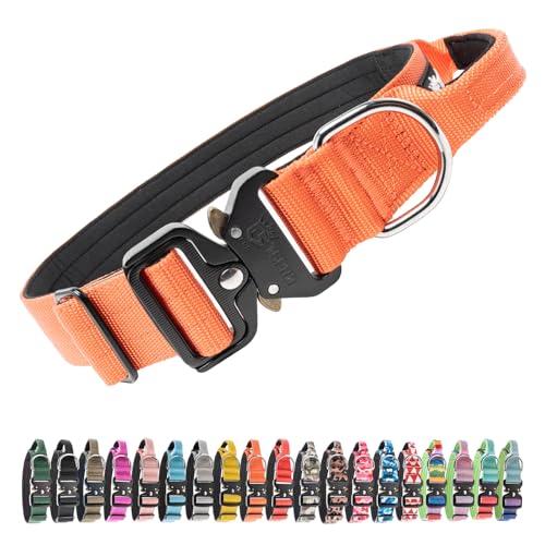 Tactical Dog Collar (Basic Orange - Handle Style / Size L -(Adjustable 18.5"-26"))