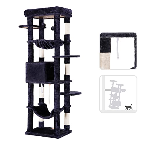 Cat Tree for Large Cats 20 lbs (Smoky Gray / 69 inch)