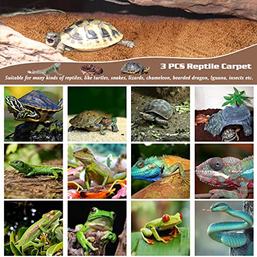3 Rolls Reptile Carpet 16x36 Inch Coconut Fiber Mat for Tank Bedding (3 Pcs (16X36in))