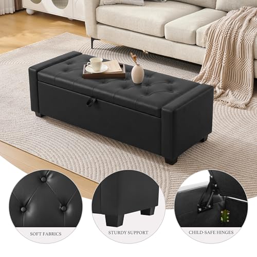 48" Ottoman with Storage (Light Black / 19.7"D x 48"W x 16.9"H)