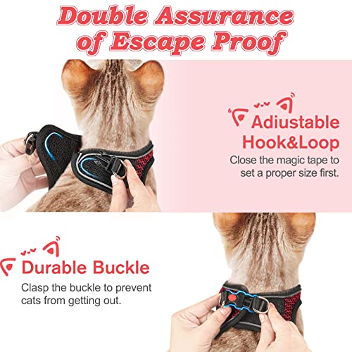 Cat Harness and Leash for Walking Escape Proof (S / Red)