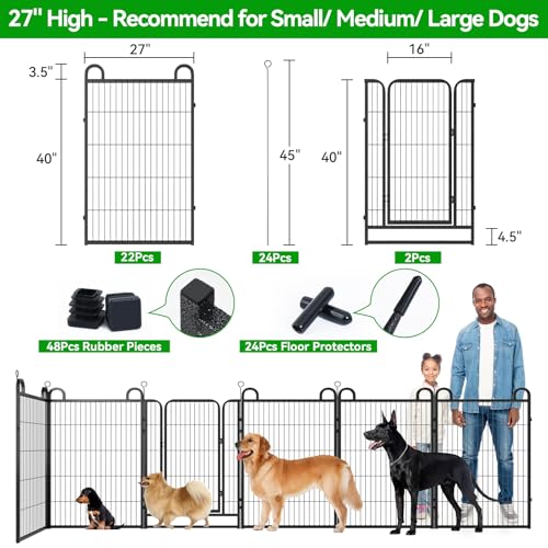 Dog Playpen Outdoor 24 Piece Panels Heavy Duty Dog Fence 40" (27"W x 40"H)