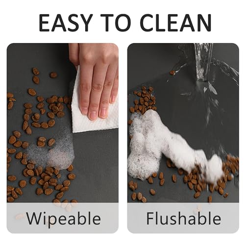 Pet Cat Food Mats (Brown & Footprints Logo / 24"L x 16.9"W)
