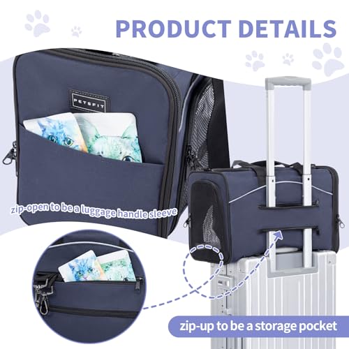 Airline Approved Pet Carrier for Small Dogs & Cats (Navy / 19.0"L x 9.0"W x 12.0"H)