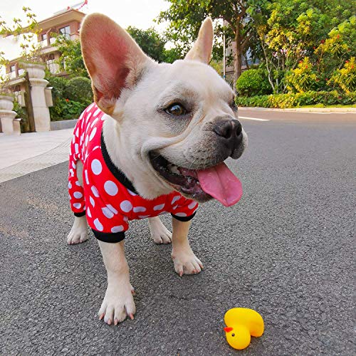 Dog Christmas Pajamas Puppy Onesies Small Dogs Soft Pjs Coat Cat Apparel Comfy Pet Clothes Outfit Doggie Bodysuit P65S (Small / Polka Dots)