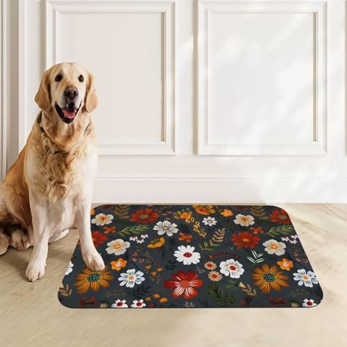 Flower Berries Dog Food Mat Waterproof Pet Cat Placemat (Flower Berries / 30x45cm)