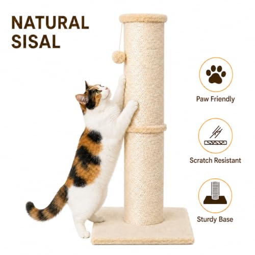 32 Inch Tall Cat Scratching Post (X-Large / Beige)