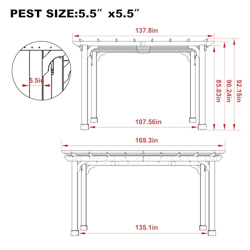 12x14 FT Wooden Pergola (12 x 14 FT)