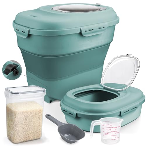 Rice Storage Bin Cereal Containers (Green)