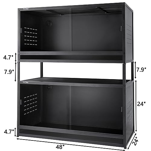 PVC Reptile Enclosure 48"x24"x24" Space Efficient Reptile Terrarium 120 Gallon Large Tank for Bearded Dragon Lizard Snake (Two 48x24x24''-120 Gallon with Kit)