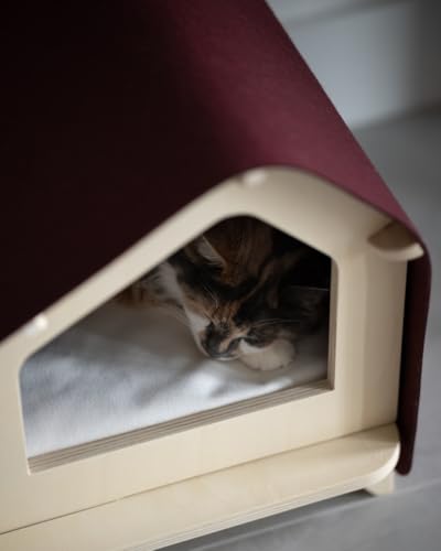 Luxe Cabin Premium Pet Bed for Cats & Small Dogs (Maroon / XL)