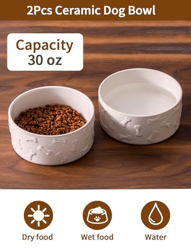Ceramic Dog Bowl Set of 2 (6.1 in-Medium)