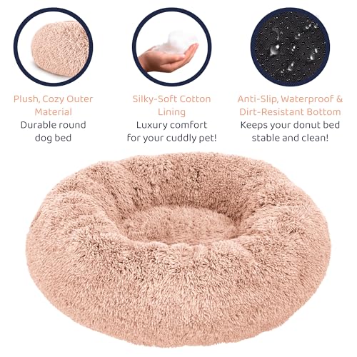 Calming Donut Dog Bed for Small Dogs (Pink / Medium (30"L x 30"W x 9"Th))